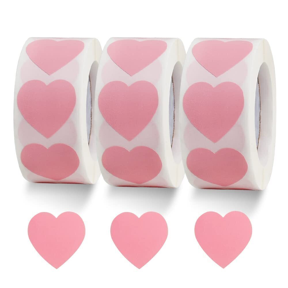 8062 1500 Labels Pink Heart Stickers 1 inch Heart Coding Shape Paper Labels